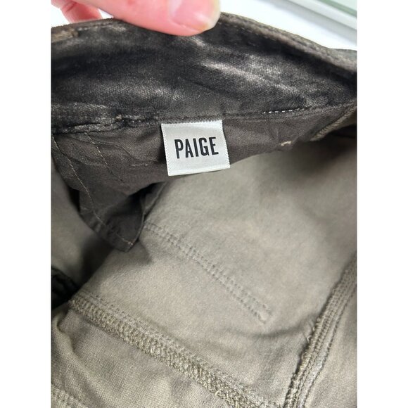 Paige Womens Verdugo Ankle Metallic Coated Skinny Jeans Size 26 Olive Green - Picture 12 of 12